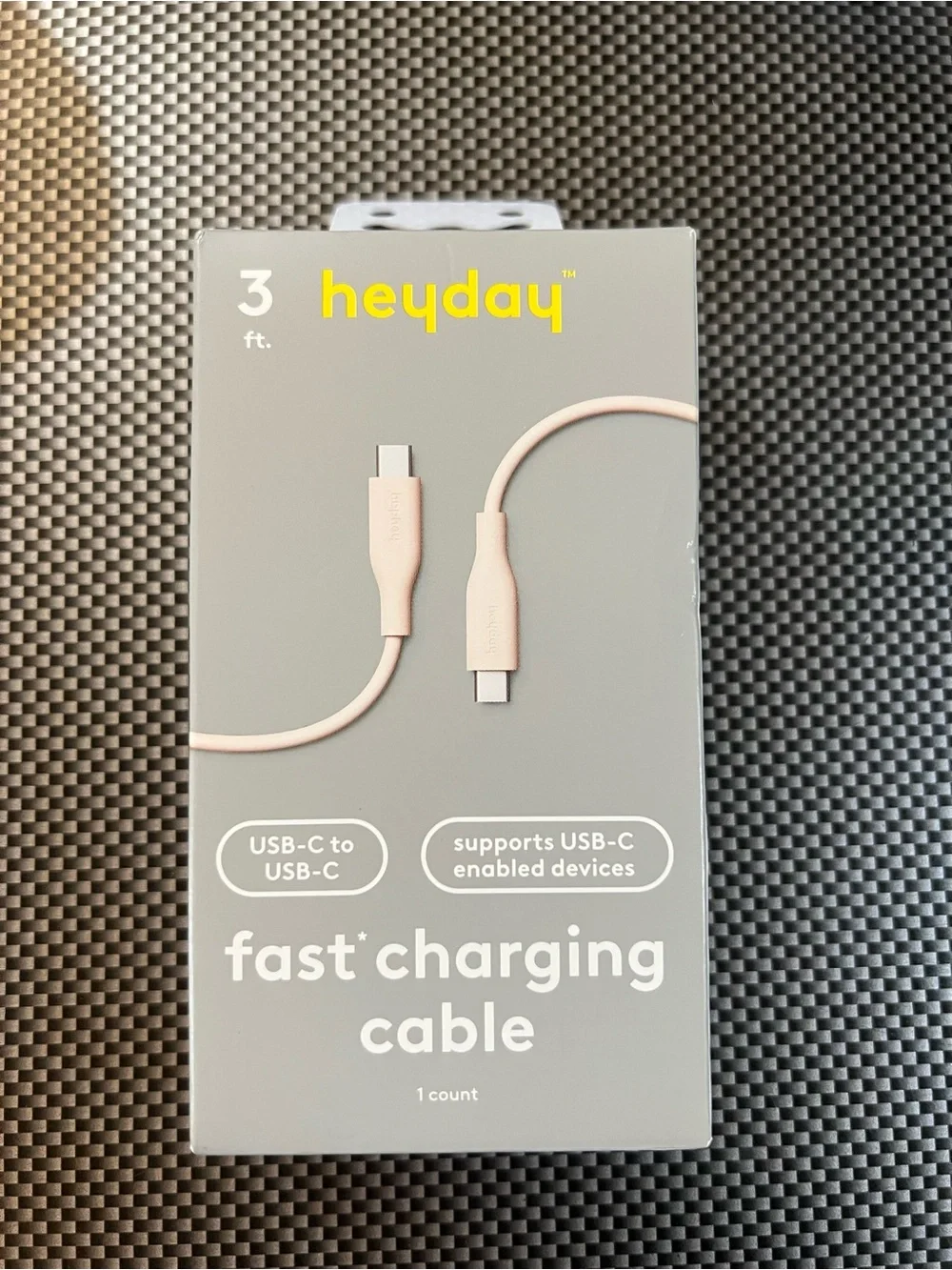 heyday USB-C to USB-C Fast Charging Cable - Light Pink